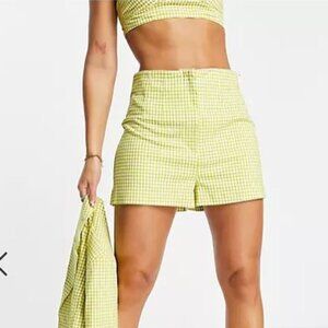 Women's Topshop Gingham Shorts Green UK16